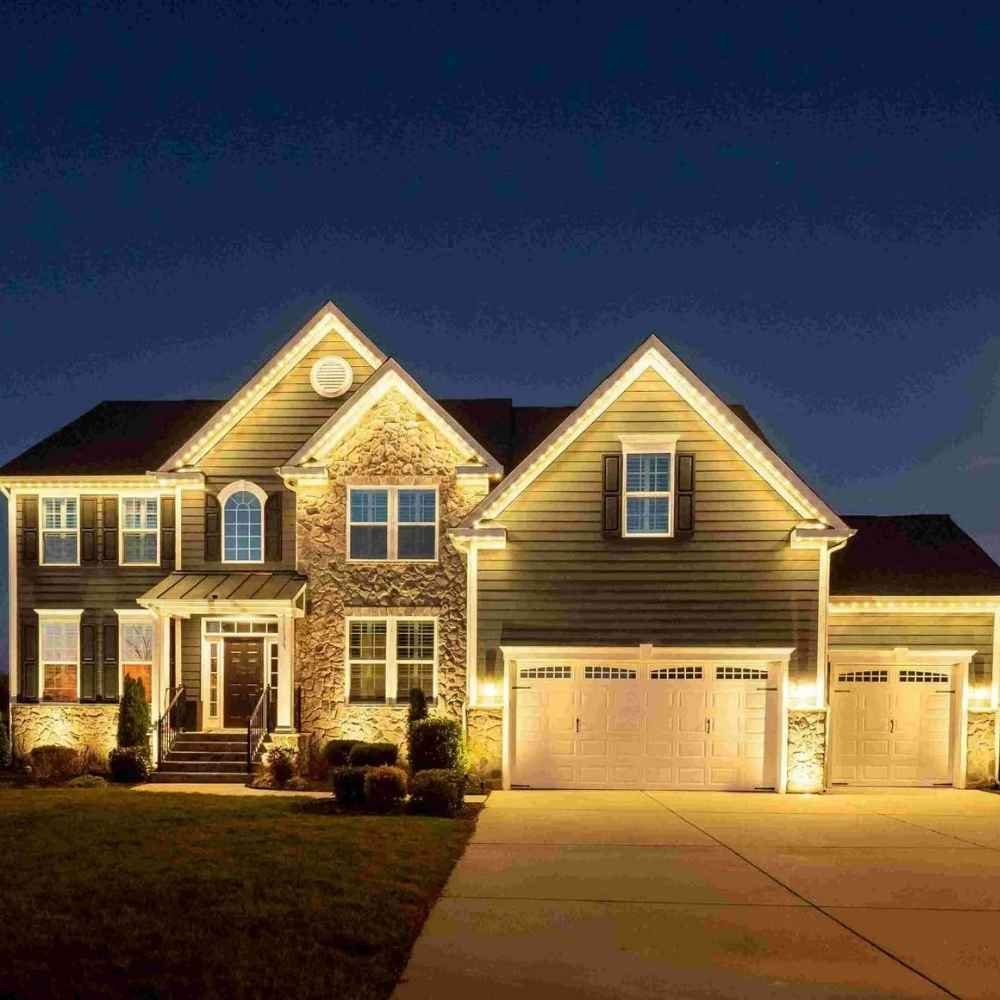 Holiday and Permanent lighting installed on exterior home roofline